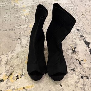 Massimo Black Knit Open-Toe Booties